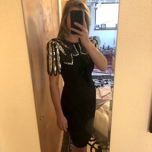 Vintage Scala Sequin Little Black Dress